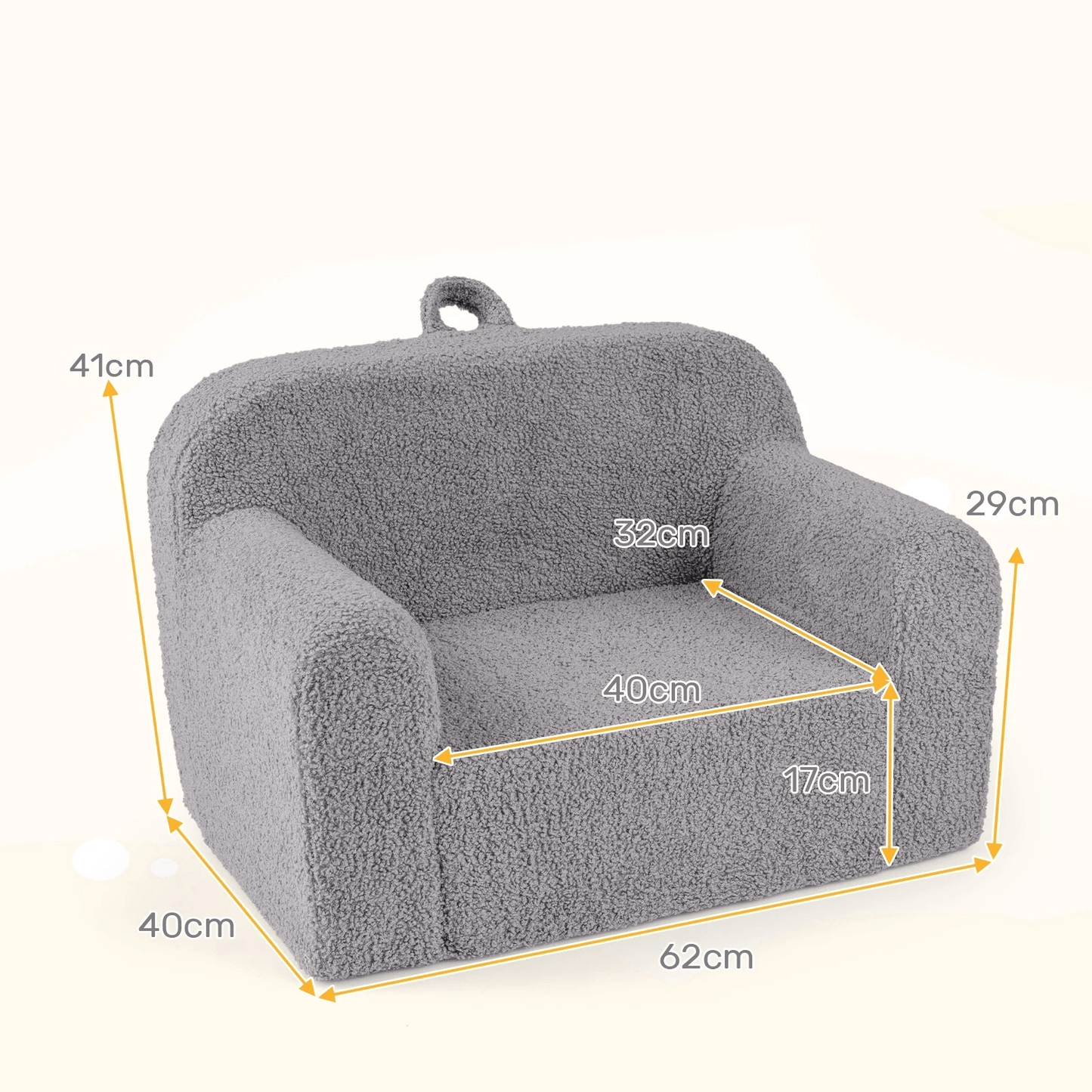 Vaikiškas Pliušinis Fotelis Pilkas 62 x 40 x 41 cm Vaikiški Foteliukai ir Pufai