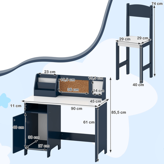 Vaikiškas Rašomasis Stalas Su Kėde, Kamštine Ir Magnetine Lentomis Rašomasis Stalas