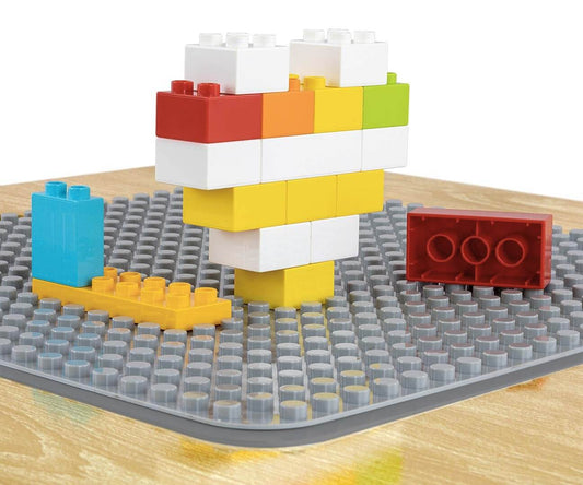 Vaikiškas Stalas Su Kėdutėm Ir Apverčiama Lenta Kaladėlėms Ir Piešimui, Pilkas Staliukai Kėdutės