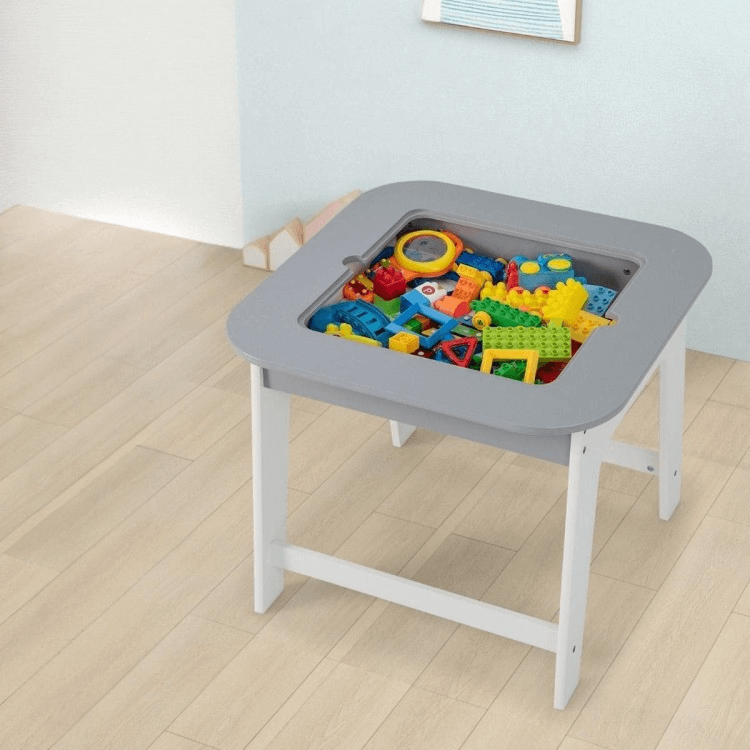 Vaikiškas Staliukas Su 2 Kėdėmis, Vieta Daiktams Ir Piešimo Lenta, Pilkos Spalvos Staliukai Kėdutės