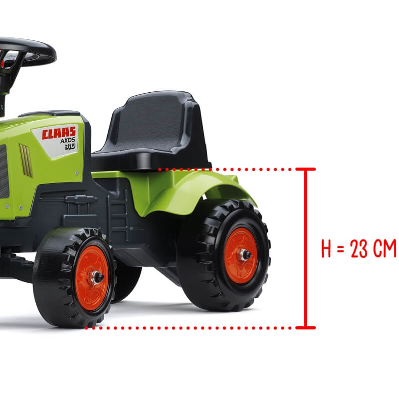 FALK Traktorek Baby Claas Axos 310 Zielony z Przyczepką od 1 roku Transporto Priemonės