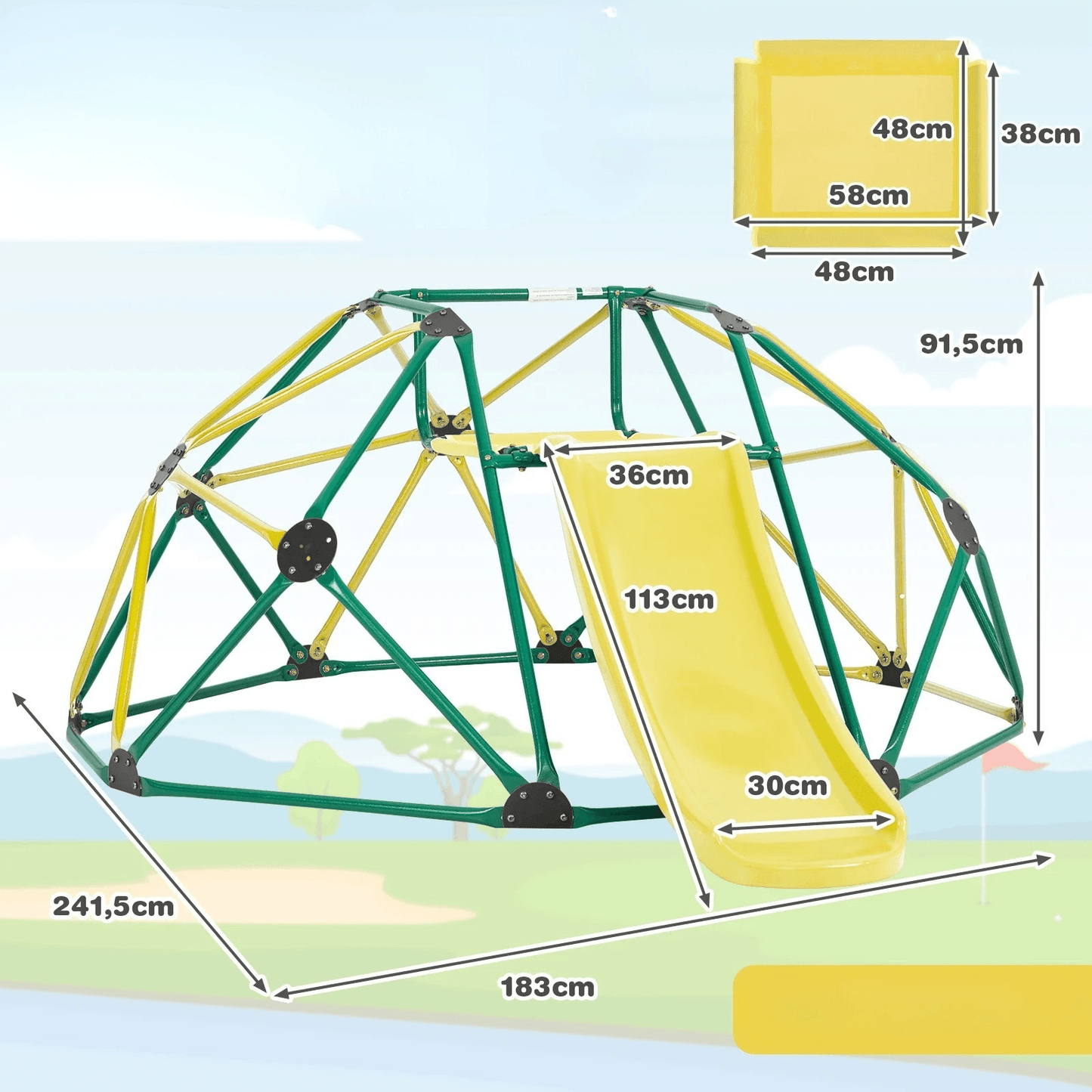 Vaikų Laipiojimo Kupolas Su Čiuožykla – Lauko Žaidimų Aikštelė Laipiojimo kupolai