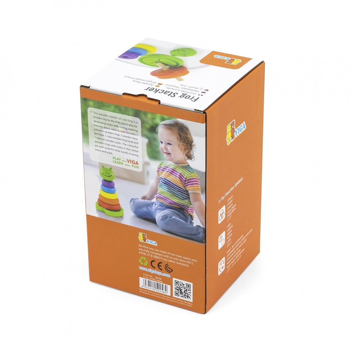 Viga Žaislas Vaikams Medinė Piramidė Varliukas 24m+ Žaislai Kūdikiams Rūšiuokliai