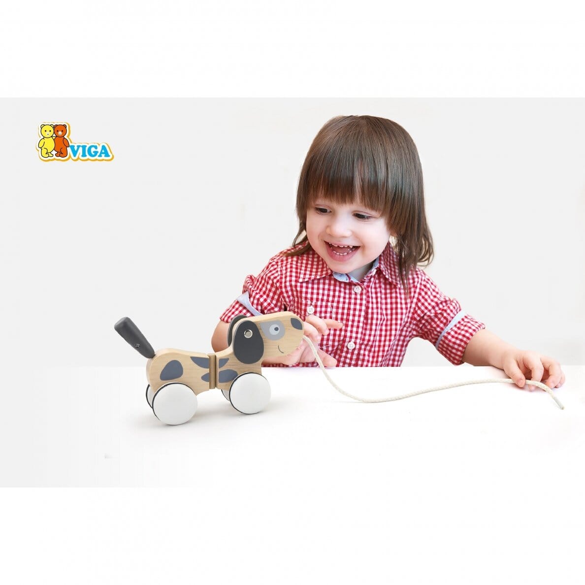 Viga Žaislas Vaikams Medinis Traukiamas Šuniukas 18m+ Žaislai Kūdikiams