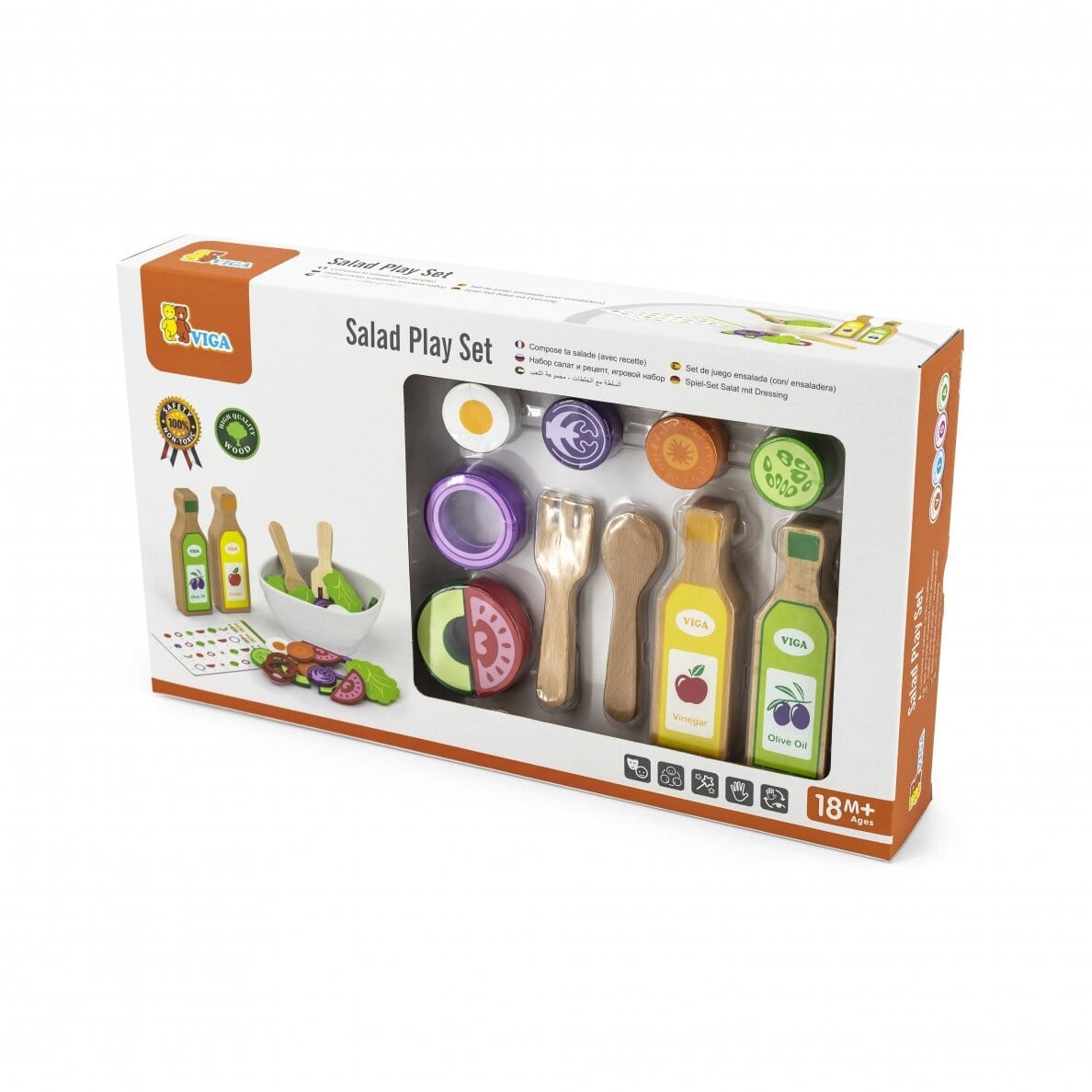 Viga Žaislas Vaikams Medinis Žaislas Rinkinys Salotoms 18m+ Žaislinis Maistas