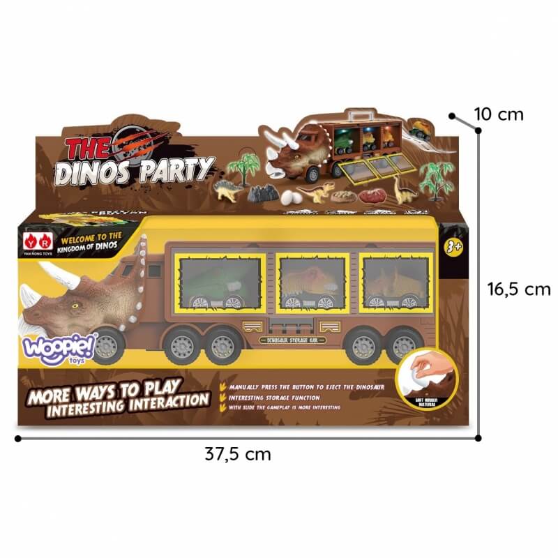 WOOPIE Cięzarówka Dinozaur z Wyrzutnią i Samochodzikami 15 el. Transporto Priemonės