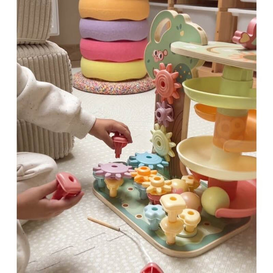 WOOPIE GREEN Montessori Kamuoliukų Trasa Aktyvumo Medis 4 viename FSC Žaislai Montessori