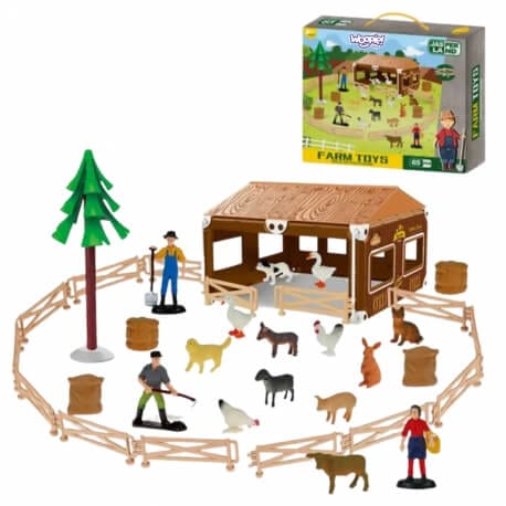 WOOPIE Little Farmer XL Rinkinys Su Gyvūnais ir Ūkio Elementais – 94 Dalių Fermos ir fermų rinkiniai