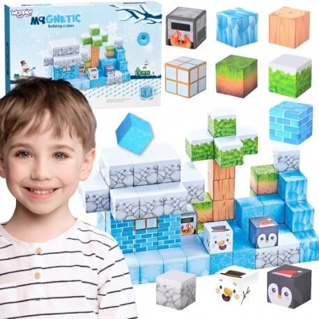 Woopie Magnetinės Kaladėlės Vaikams 66 Detalių Žiemos Rinkinys Magnetiniai Žaislai