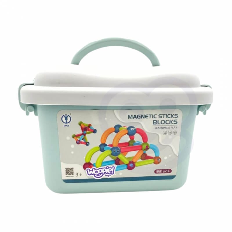 WOOPIE Magnetyczne Klocki Konstrukcyjne Edukacyjne 52 el. Žaislai Vaikams Ir Kūdikiams
