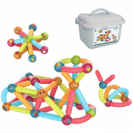 WOOPIE Magnetyczne Klocki Konstrukcyjne Edukacyjne 52 el. Žaislai Vaikams Ir Kūdikiams