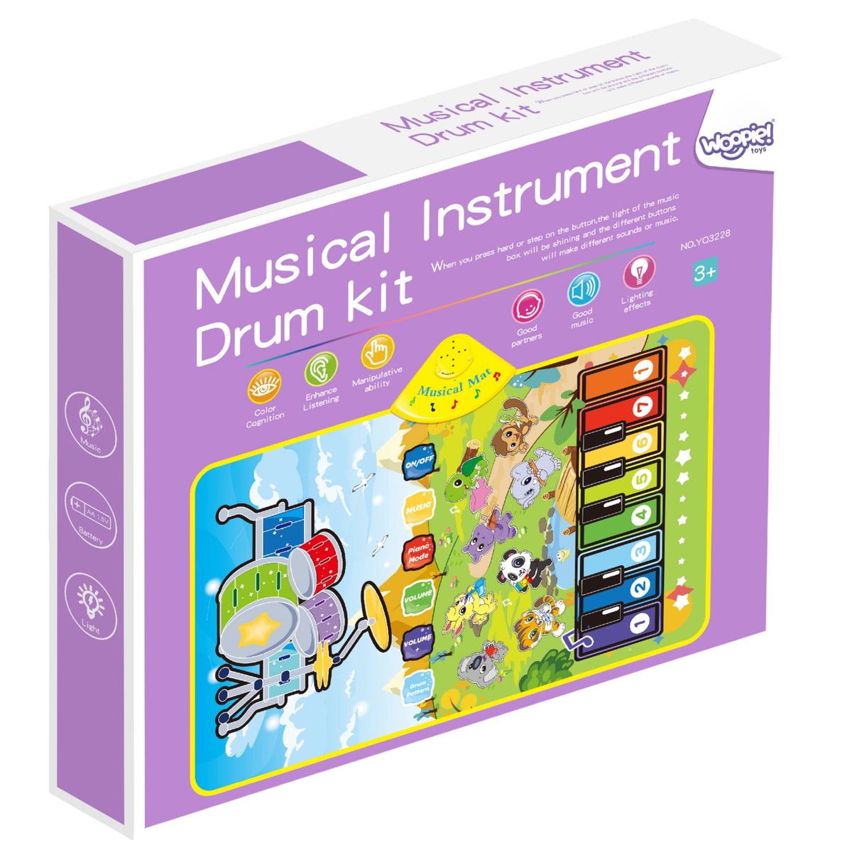 „Woopie“ muzikinis kilimėlis su pianinu ir būgnais 2in1 – produkto nuotrauka 10