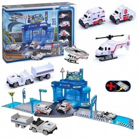 WOOPIE Žaidimų Rinkinys Vaikams Oro Uosto Policijos Nuovada, 37 vnt. Žaislai Mašinėlės Ir Trasos