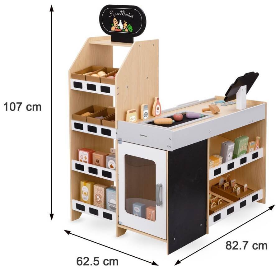 XXL Didelis Medinis Daržovių Prekystalis Su Kasos Aparatu