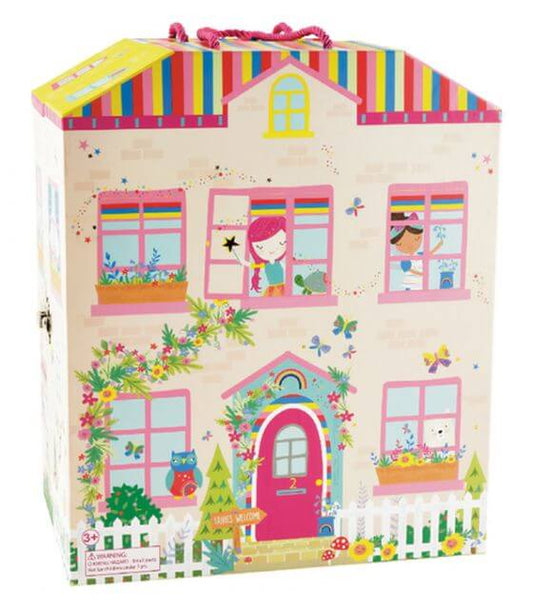 Žaidimo Dėžė Lėlių Namas Su Medinėmis Figūrėlėmis, Fėja Lėlių Namas