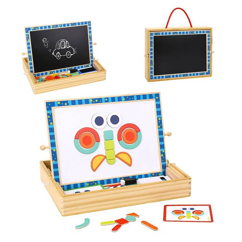 Žaislas Vaikams Tooky Toy Magnetinė Kreidinė Lenta 2in1 Dėlionės Formos 117 El. Fsc Sertifikuota Žaislai Magnetiniai