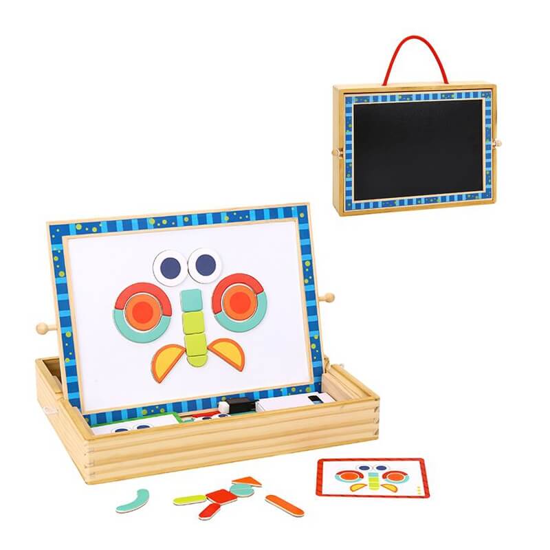 Žaislas Vaikams Tooky Toy Magnetinė Kreidinė Lenta 2in1 Dėlionės Formos 117 El. Fsc Sertifikuota Žaislai Magnetiniai
