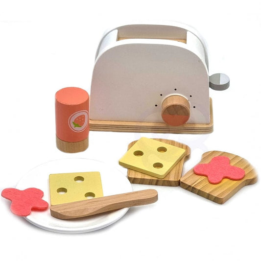 Žaislas Vaikams Tooky Toy Medinių Skrudintuvų Rinkinys Vaikams 9 El. Žaislinis Maistas