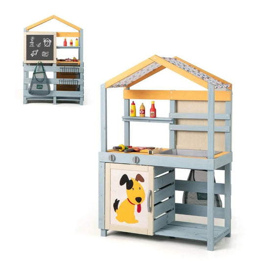 Žaislinė Sodo Lauko Virtuvė 2 Viename Su Priedais Vaikams Vaikiškos lauko virtuvėlės