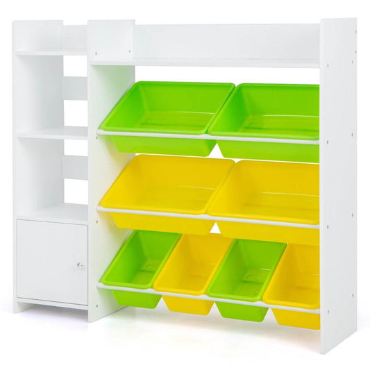 Žaislų Knygų Lentyna Su Dėžėmis Spintelė Vaiko Kambariui 112,5 x 100 x 30 cm Žaislų Dėžės Ir Lentynos