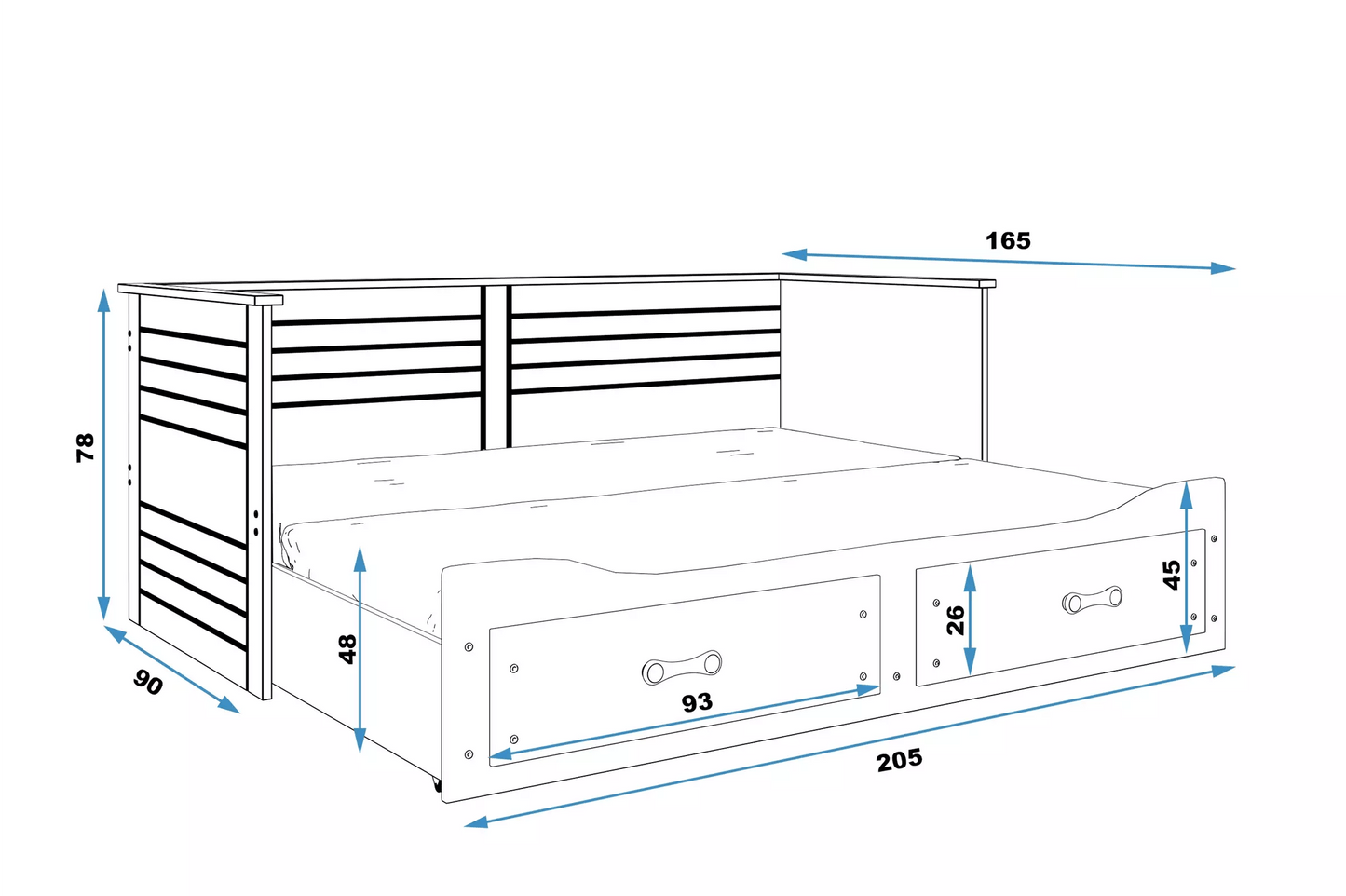 Hermes Lova Stalčius + Papildoma Lova 80 x 200 cm Beds & Bed Frames