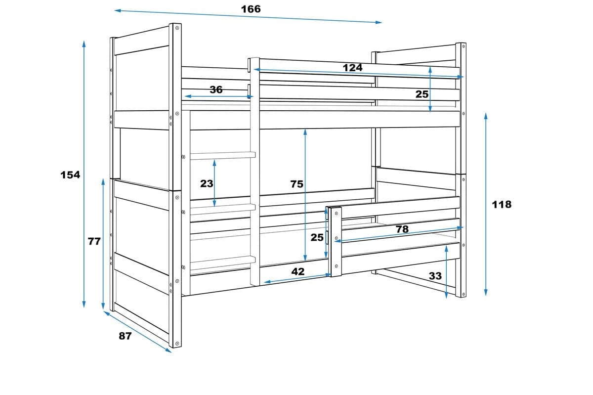 Lova "Rico" Trivietė Arba Su Stalčiumi 80 x 160-200cm Pilkas Rėmas Beds & Bed Frames