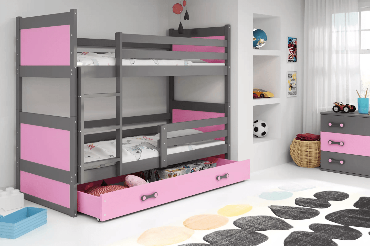 Lova "Rico" Trivietė Arba Su Stalčiumi 80 x 160-200cm Pilkas Rėmas Beds & Bed Frames