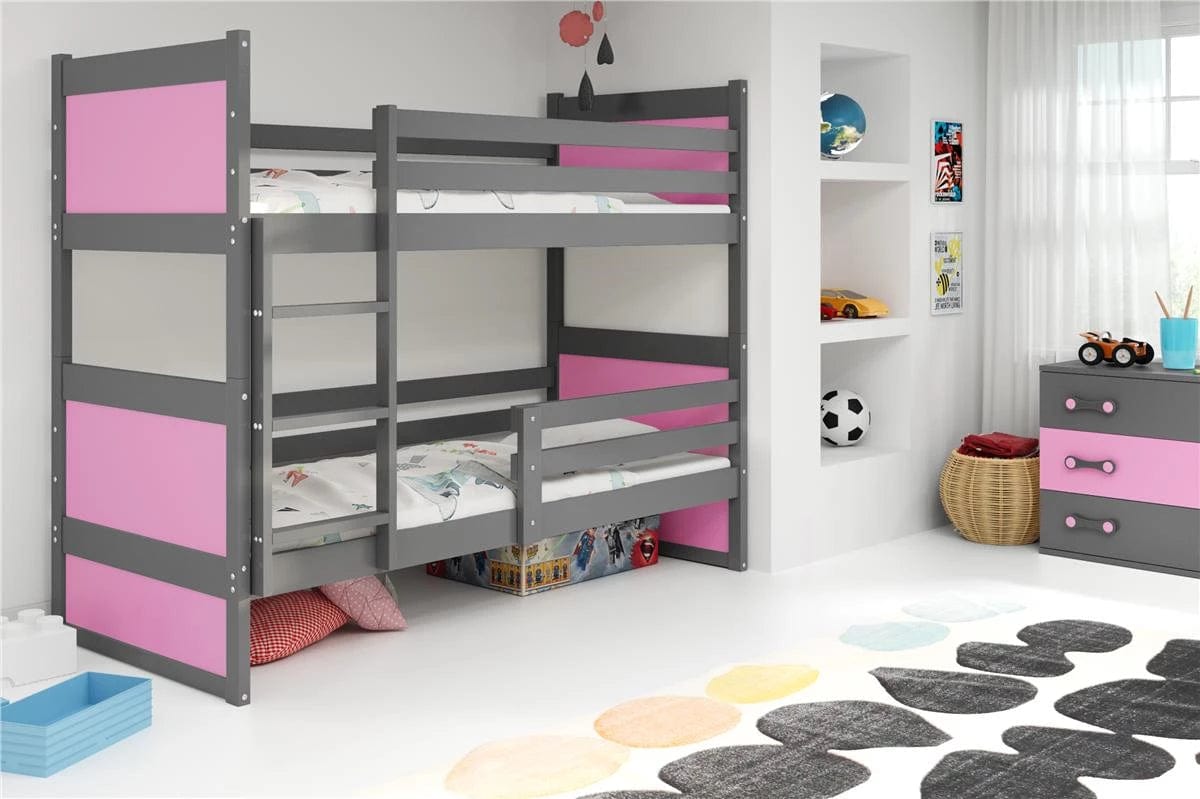 Lova "Rico" Trivietė Arba Su Stalčiumi 80 x 160-200cm Pilkas Rėmas Beds & Bed Frames 80 x 160 / Be Stalčiaus / Rožinė