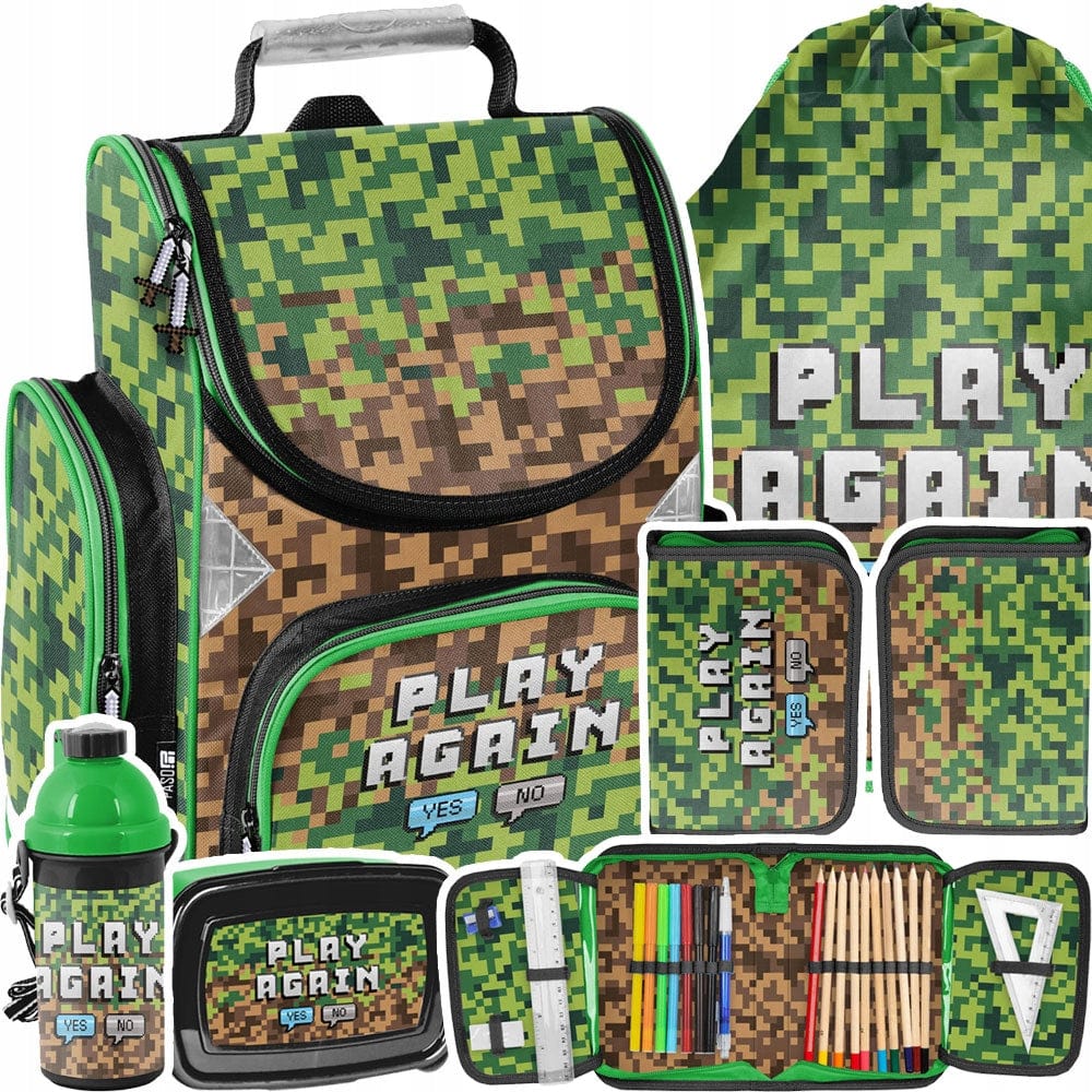 "Minecraft" Kuprinės 41cm, Gertuvės, Pietų dėžutės, Penalo Rinkinys Backpacks