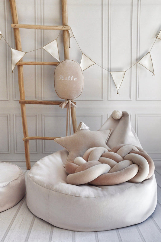 Minkštas vaikiškas pufas Kreminės spalvos 55 x 65 x 22 cm Baby & Toddler Furniture Sets