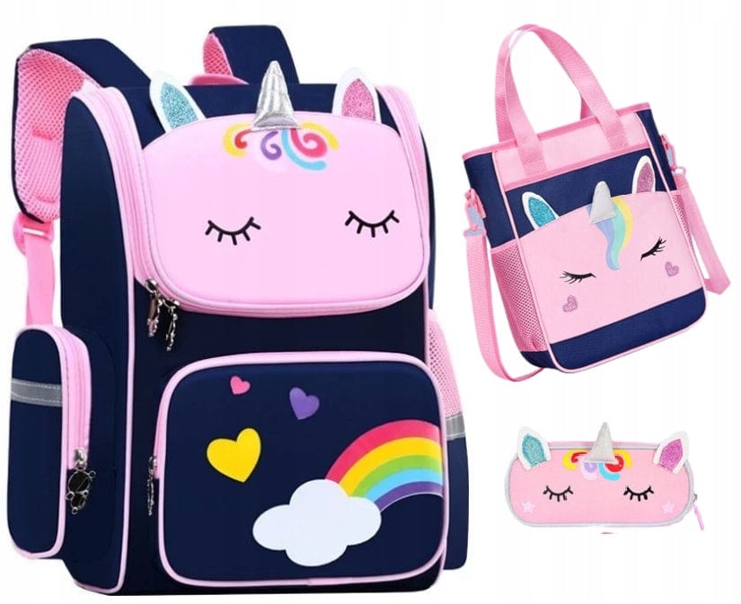 Mokyklinis komlektas "Vienaragis" Kuprinė 41cm, Penalas, Tašė Backpacks