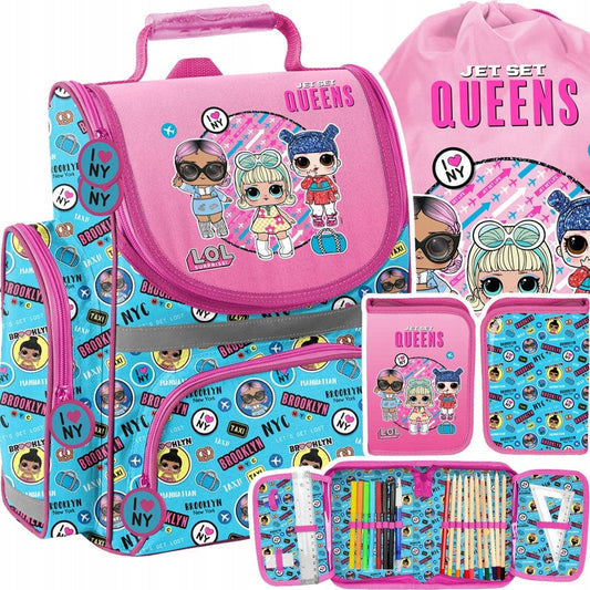 Mokyklinis Rinkinys L.O.L. Kuprinė 36 cm, Penalas su Visais priedais ir Sportinis maišas Backpacks