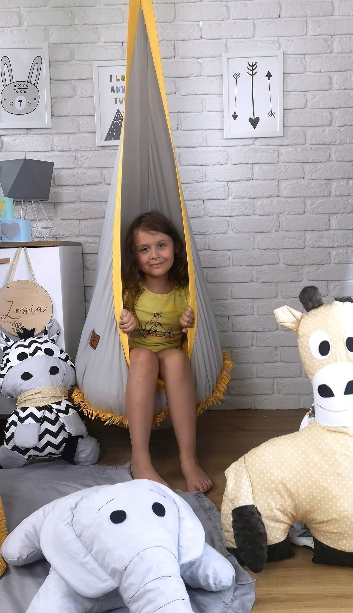Supynė "Kokonas" Tinka Lauke ir Namie, Boho Stiliaus Su Kutais Geltona Play Swings