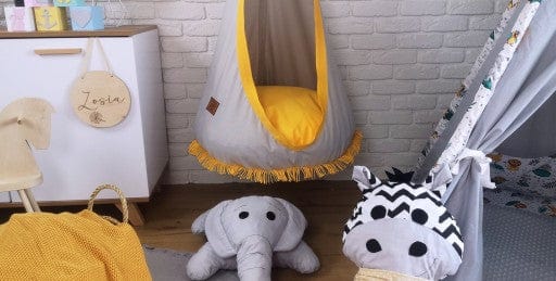 Supynė "Kokonas" Tinka Lauke ir Namie, Boho Stiliaus Su Kutais Geltona Play Swings