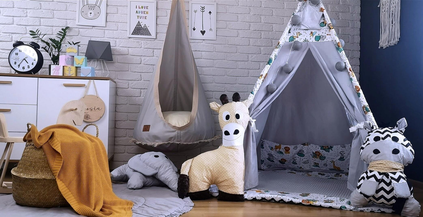 Supynė "Kokonas" Tinka Lauke ir Namie, Boho Stiliaus Su Kutais Kreminė Play Swings
