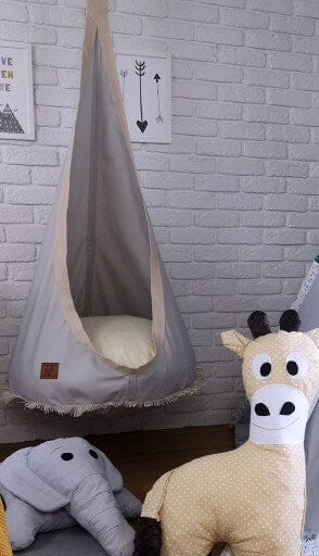 Supynė "Kokonas" Tinka Lauke ir Namie, Boho Stiliaus Su Kutais Kreminė Play Swings