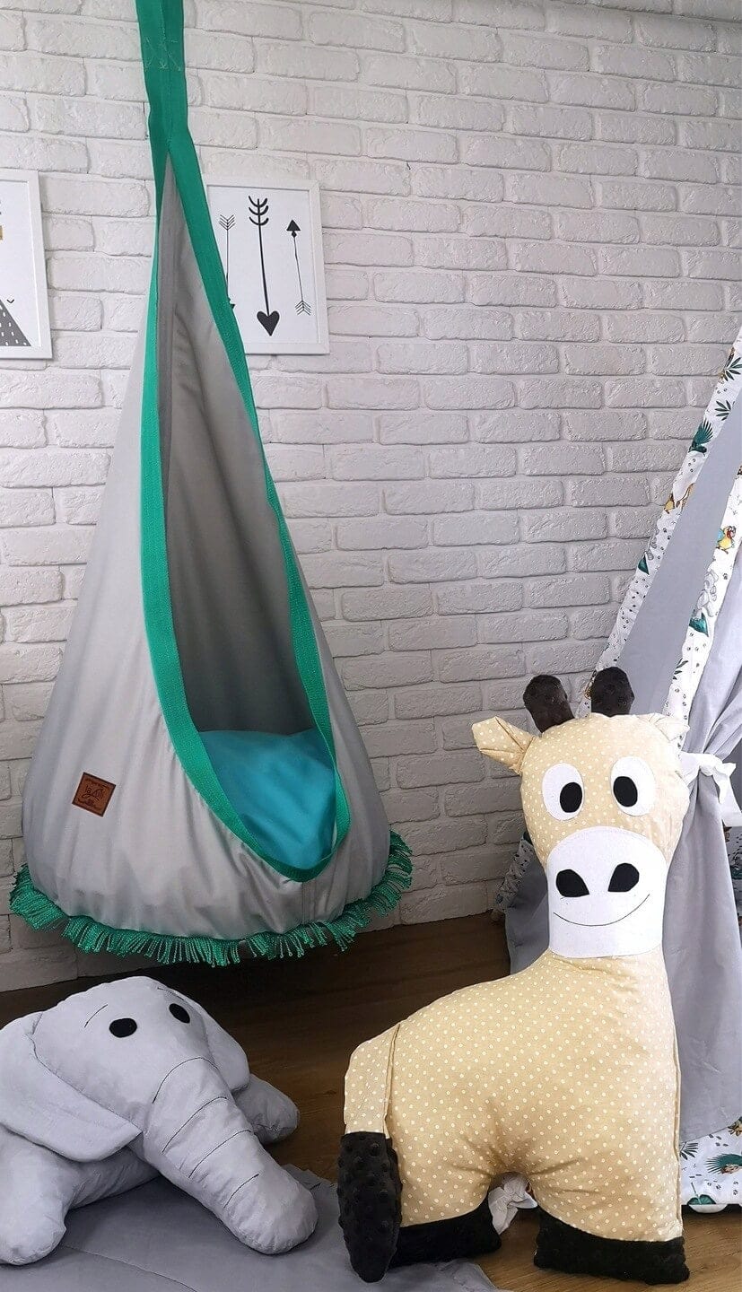 Supynė "Kokonas" Tinka Lauke ir Namie, Boho Stiliaus Su Kutais Žalia Play Swings
