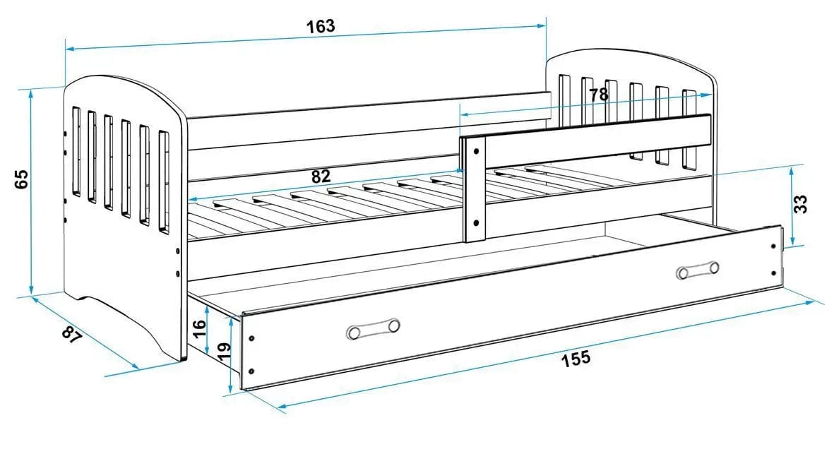 Vaikiška Lova "Classic" Su Stalčiumi Trys Spalvos Beds & Bed Frames