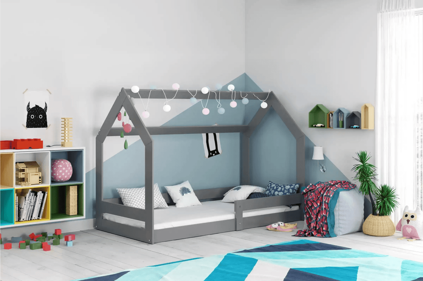 Vaikiška Lova "Namelis" + Čiužinys 160x80cm 3 Spalvos Beds & Bed Frames