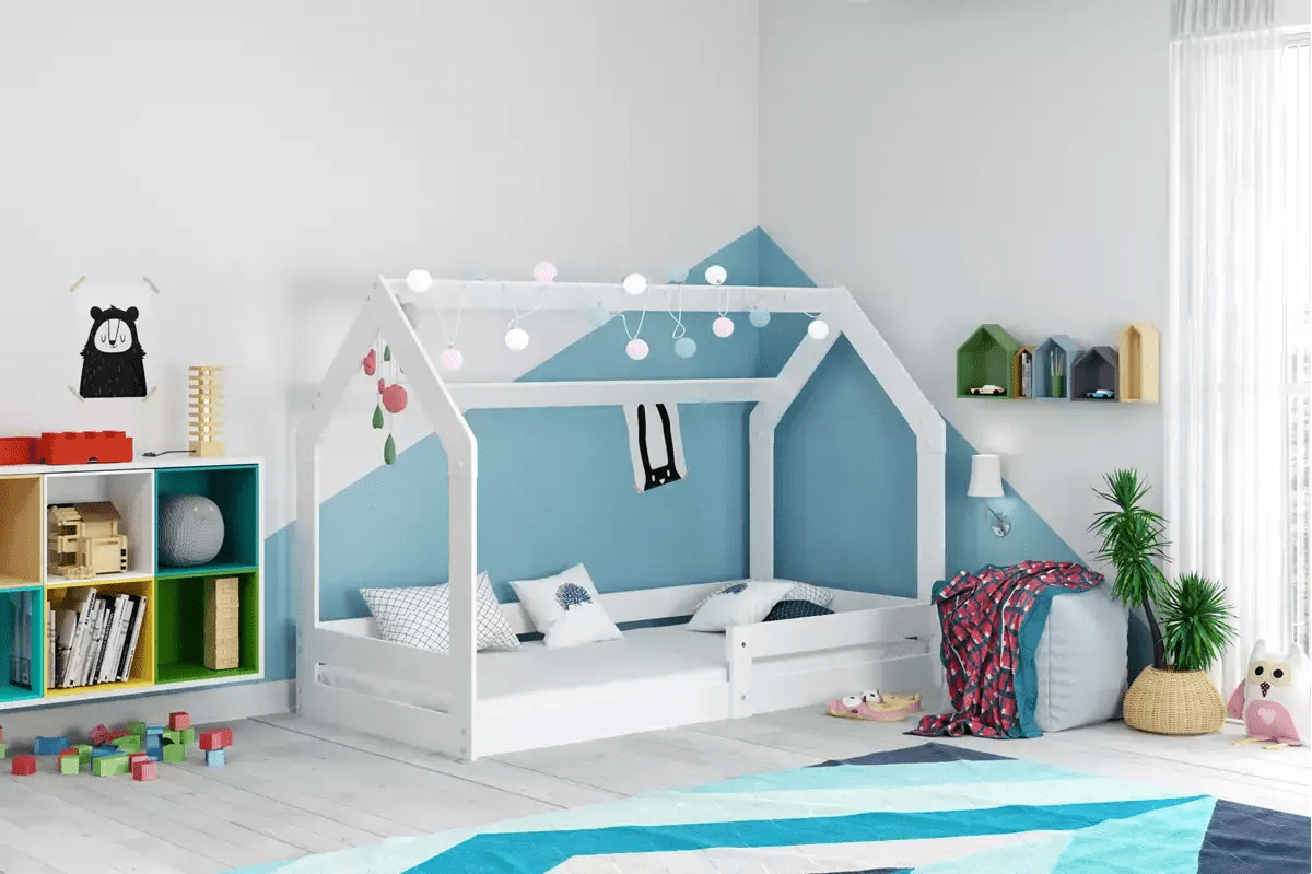 Vaikiška Lova "Namelis" + Čiužinys 160x80cm 3 Spalvos Beds & Bed Frames