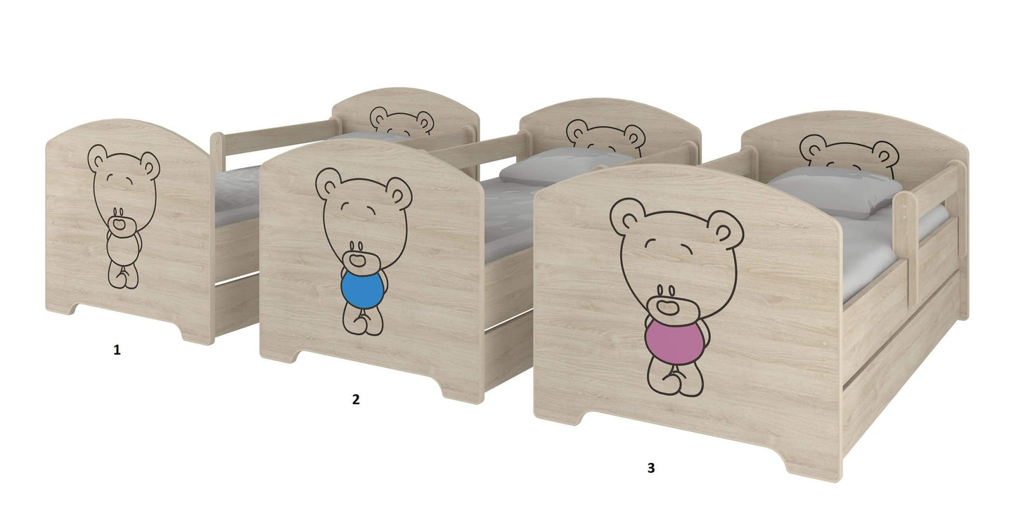 Vaikiška Lova "Oskar Baby Boo Meškiukai" Su Čiužiniu 140 x 70 cm Cribs & Toddler Beds