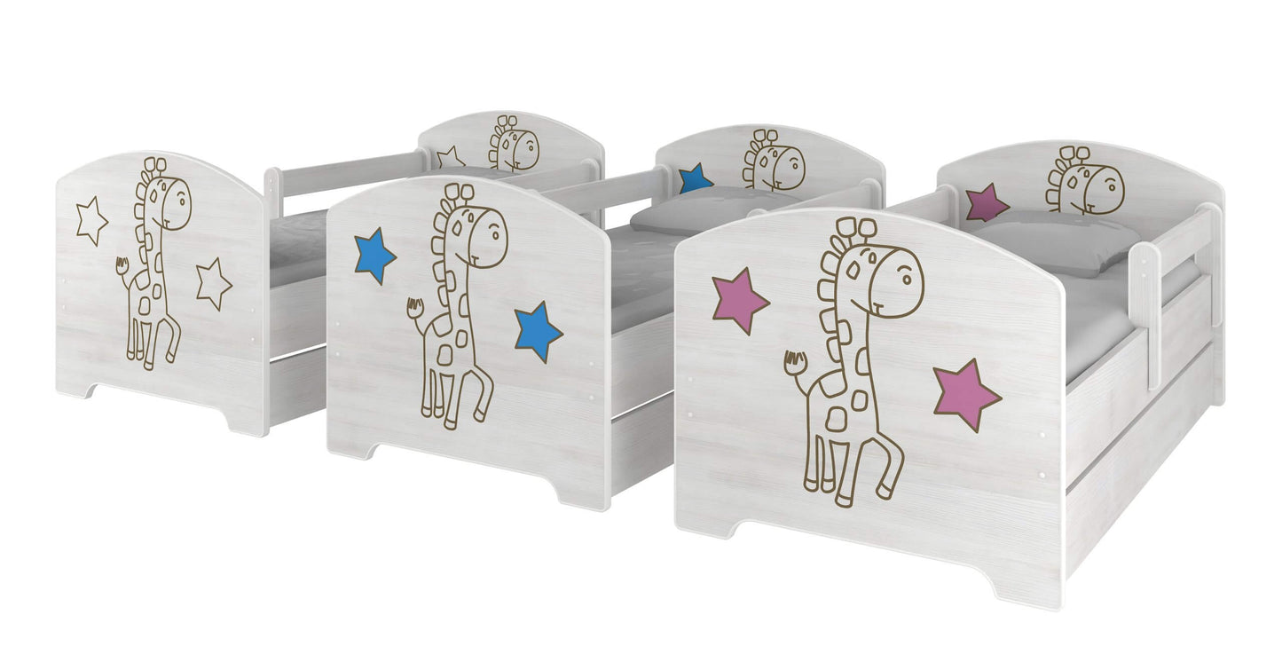 Vaikiška Lova "Oskar Baby Boo Žirafos" Su Čiužiniu 140 x 70 cm Cribs & Toddler Beds