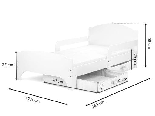 Vaikiška lova su čiužiniu 140cm 1-6 metų vaikui Cribs & Toddler Beds