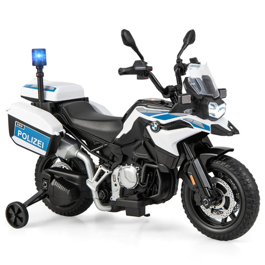 Elektrinis Policijos Motociklas Vaikams, 12 V – baltame fone