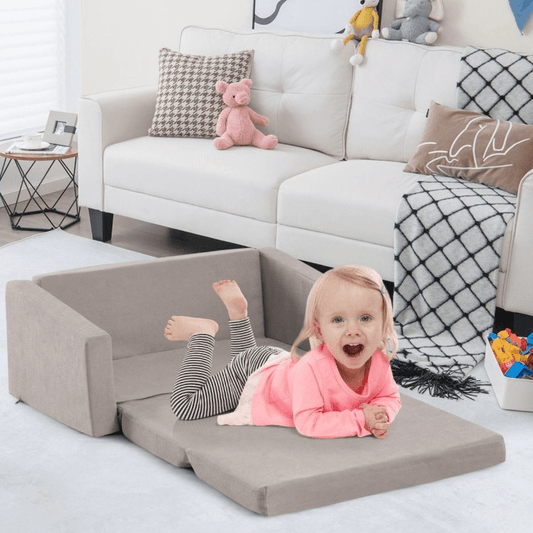 2 Viename Vaikiška Sofa-Lova – Transformuojama Minkšta Sofa Vaikams Modulinės sofos