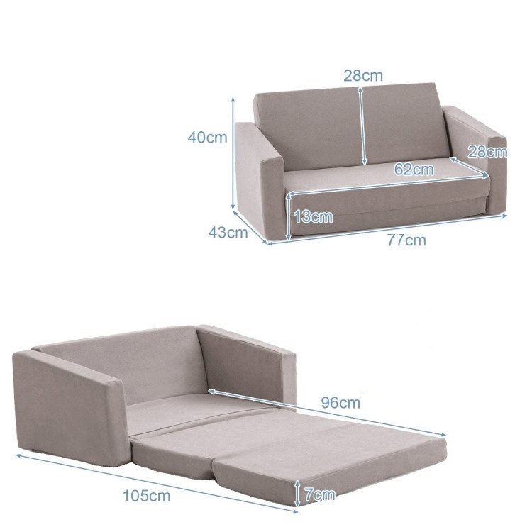 2 Viename Vaikiška Sofa-Lova – Transformuojama Minkšta Sofa Vaikams Modulinės sofos