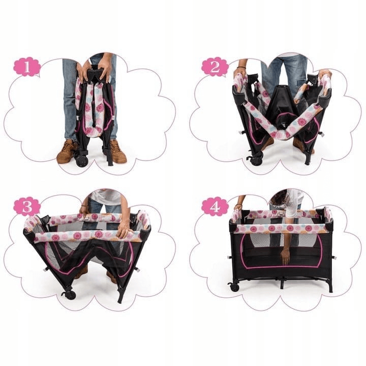 3in1 Kelioninė Lovelė Kūdikiams Su Vystymo Stalu ir Muzikiniu Žaislu, 107 × 72 cm Lovytė Kūdikiui