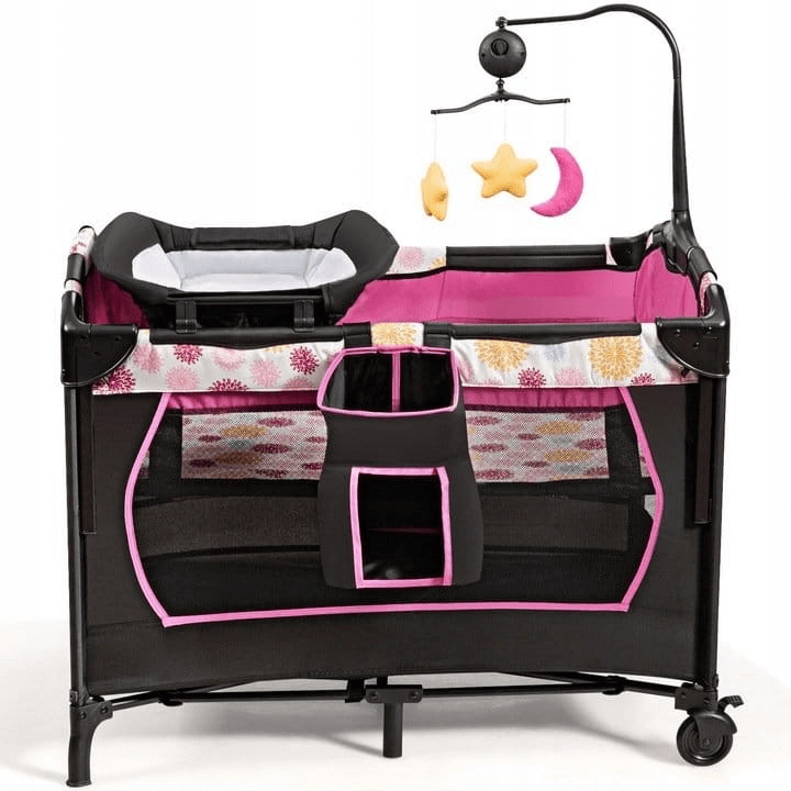 3in1 Kelioninė Lovelė Kūdikiams Su Vystymo Stalu ir Muzikiniu Žaislu, 107 × 72 cm Lovytė Kūdikiui