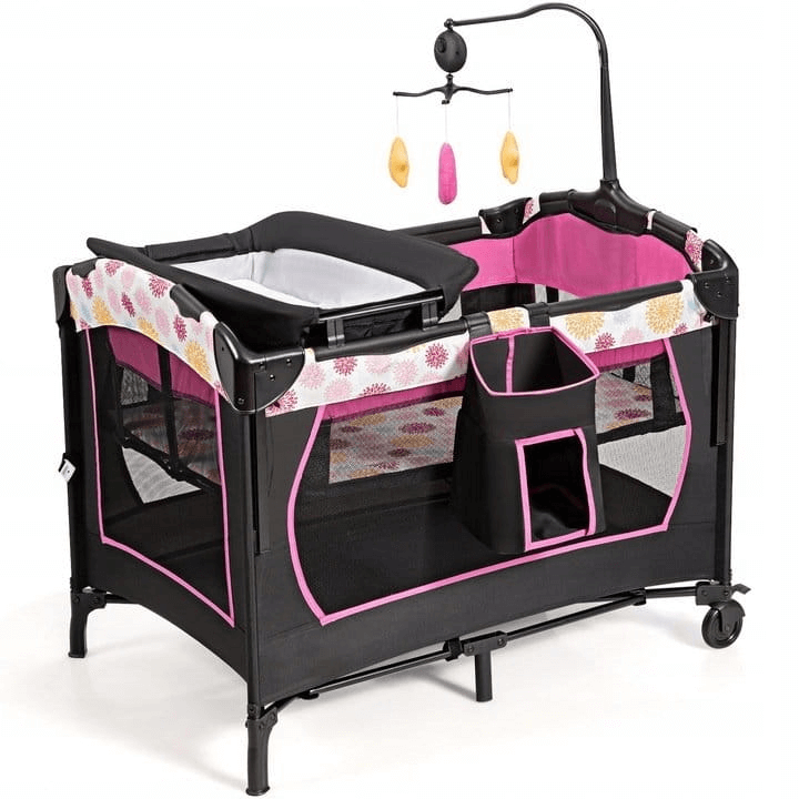 3in1 Kelioninė Lovelė Kūdikiams Su Vystymo Stalu ir Muzikiniu Žaislu, 107 × 72 cm Lovytė Kūdikiui
