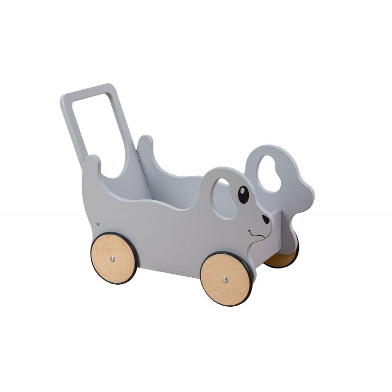 3in1 Medinis Stumdukas Vežimėlis Ir Žaislų Dėžė Šuo Pilkas 51 × 55 × 29 cm Stumiamos Mašinėlės Vaikams